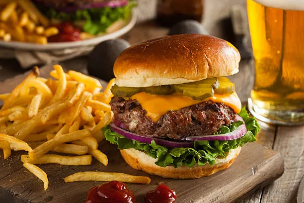huge grass fed bison hamburger w